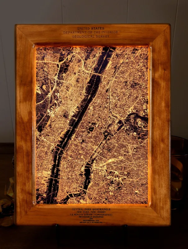 Manhattan Backlit Topographic Map Art